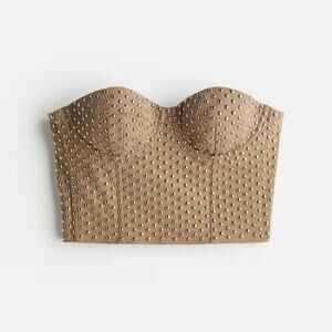 NWT ROKH x H&M Wool-Blend Studded Corset-Style Top in Dark Beige | Size M